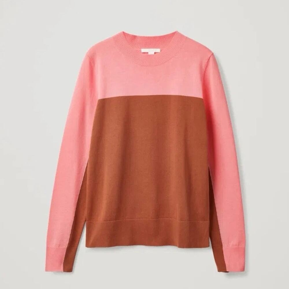 Cos Colorblock Pink Crewneck Sweater Sz S